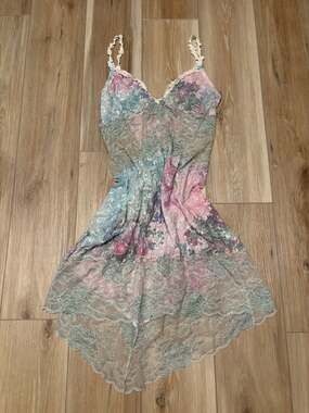 Claire Pettibone Sheer Lace Floral-printed Tank Dress lingerie nightgown